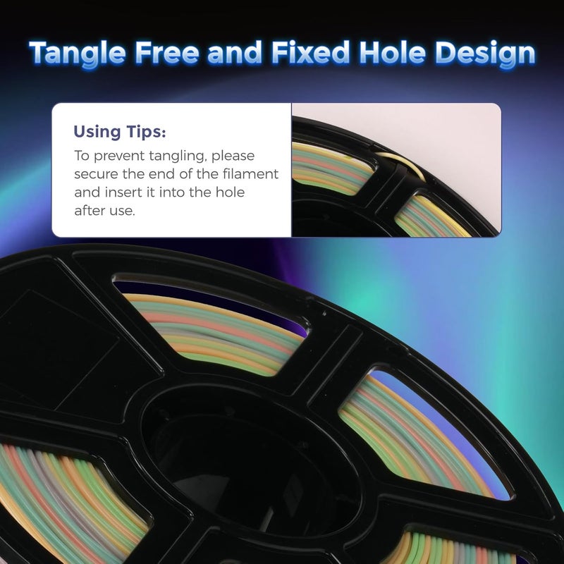 FLASHFORGE خيوط PLA سريعة 1.75 مم لامعة ملوّنة، طباعة عالية السرعة 500 مم/ث، خيوط طابعة ثلاثية الأبعاد تتلألأ في الظلام 1 كجم، دقة أبعاد +/- 0.02 مم، توهج رائع وطويل الأمد - Image 5